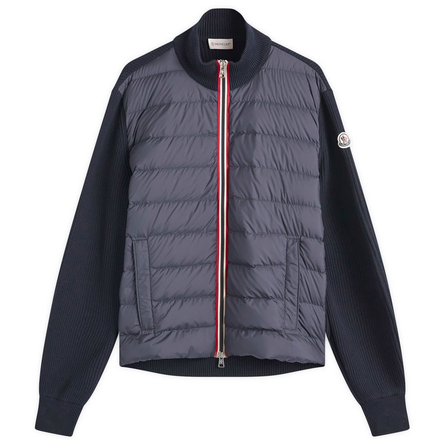 Пухо яке Moncler Cotton Yarn Hybrid Jacket With Knit Sleeves Синьо | 9B000-06-M1367-779, 0