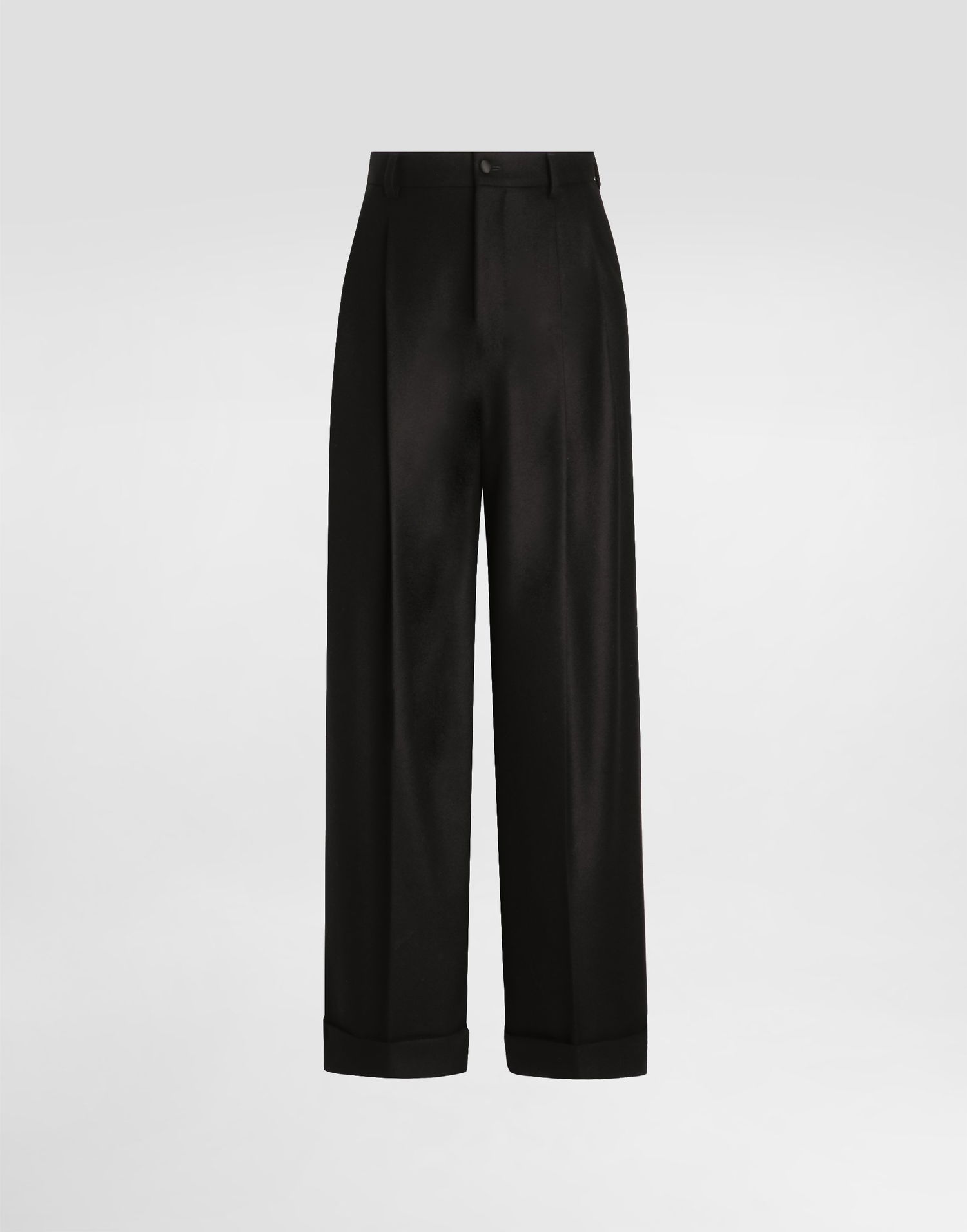 Панталони Dolce & Gabbana Dolce & Gabbana Pleated Wide-Leg Cuffed Hem Wool Trousers 50 Черно | GP168THU2A8N0000_1, 0