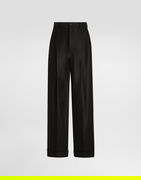 Dolce & Gabbana Pleated Wide-Leg Cuffed Hem Wool Trousers 50
