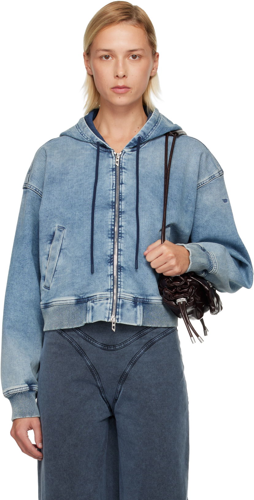 Суитчър Diesel De-Giri-Crop Jogg Hoodie Синьо | A18241 09M32