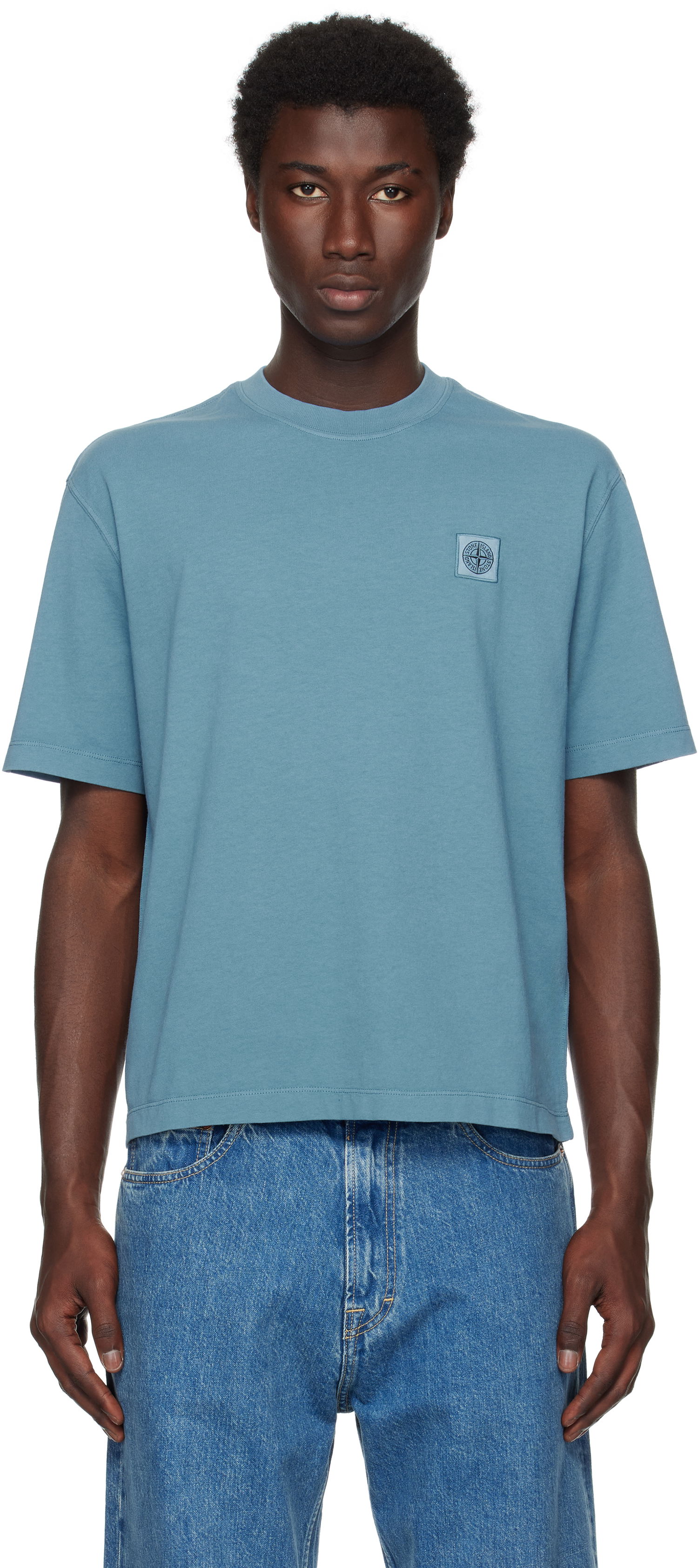 Тениска Stone Island Stone Island Organic Cotton 'Fissato' T-Shirt Синьо | K2S15 2100025 S0115, 0