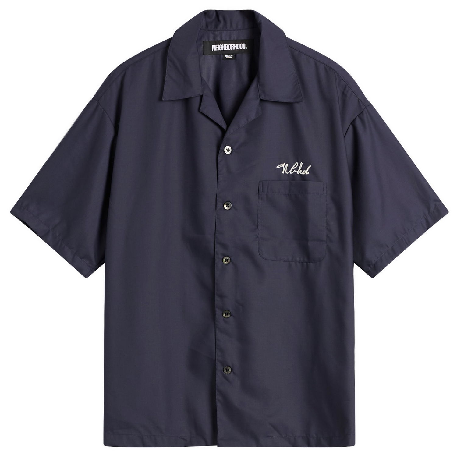 Риза Neighborhood Neighborhood Hawaiian Shirt, Size Large Тъмно синьо | 251TSNH-SHM07-NVY, 0