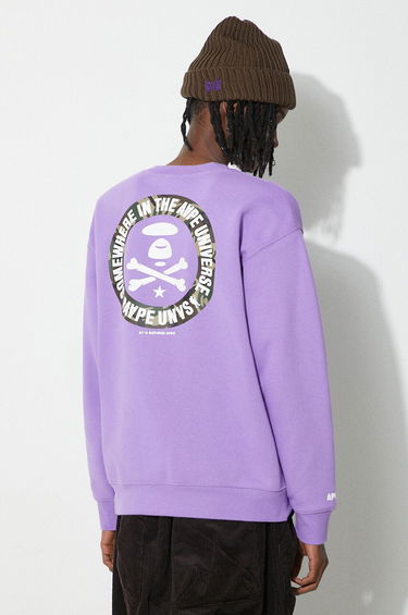 Суитчър AAPE by A Bathing Ape AAPE Loose Fit Crewneck Back X-Bone Sweatshirt Лилаво | ASWA324, 0