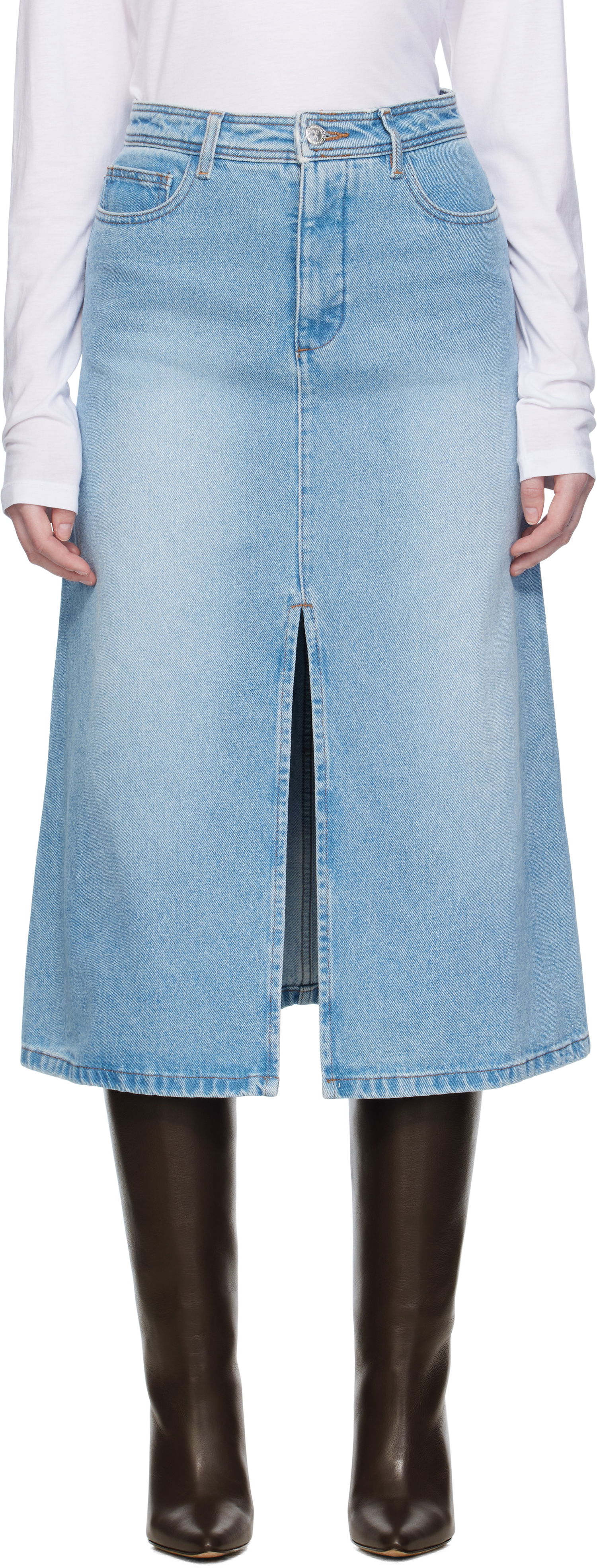 Пола A.P.C. A.P.C. Georgia Denim Midi Skirt Синьо | COHIC-F06423, 0