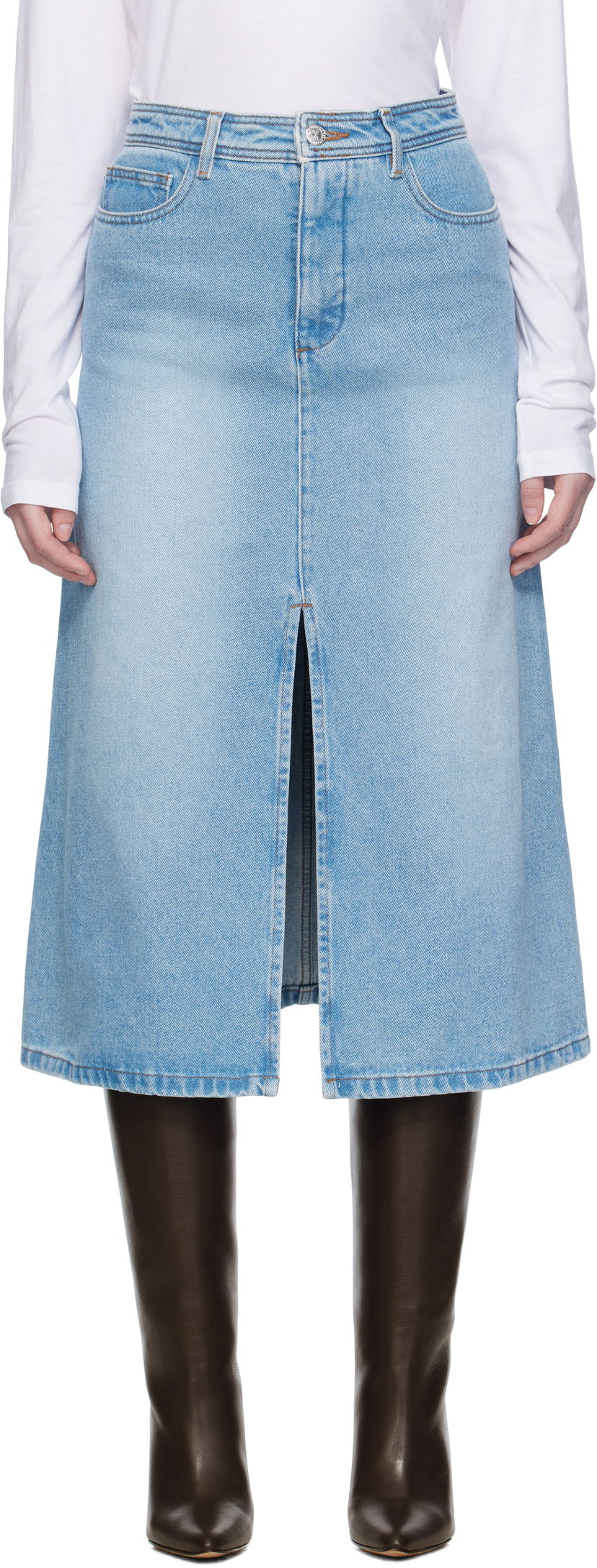 Пола A.P.C. A.P.C. Georgia Denim Midi Skirt Синьо | COHIC-F06423