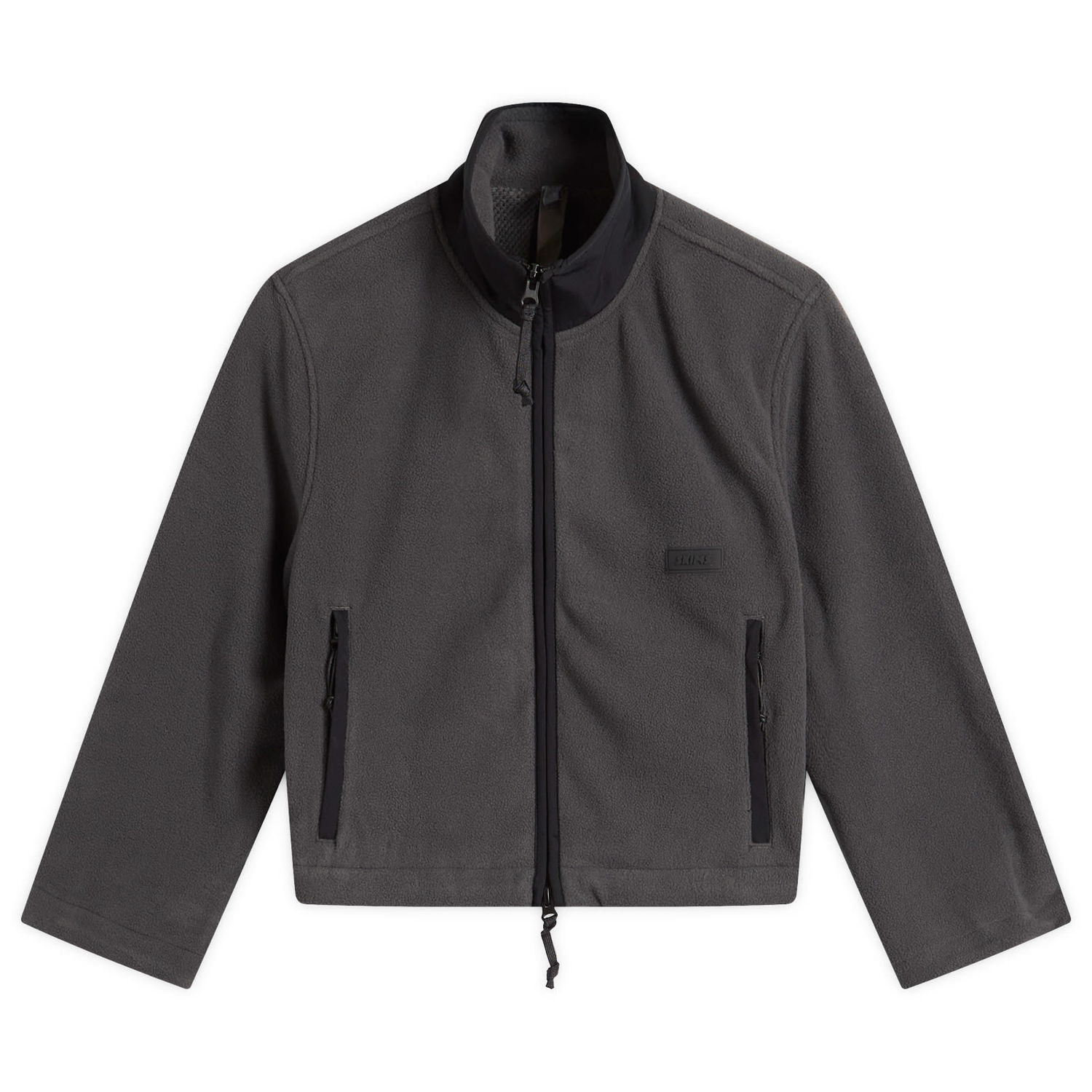 Яке SKIMS Fleece Lounge Shrunken Full-Zip Jacket with Stand Collar and Zippered Pockets Сиво | ZU-ZUP-9935W-ASH, 1