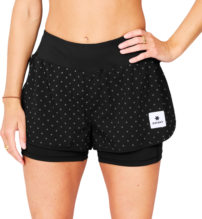 Къси панталони Saysky Saysky Reflective Polka 2-in-1 Pace Running Shorts Черно | mwrsh01c1018