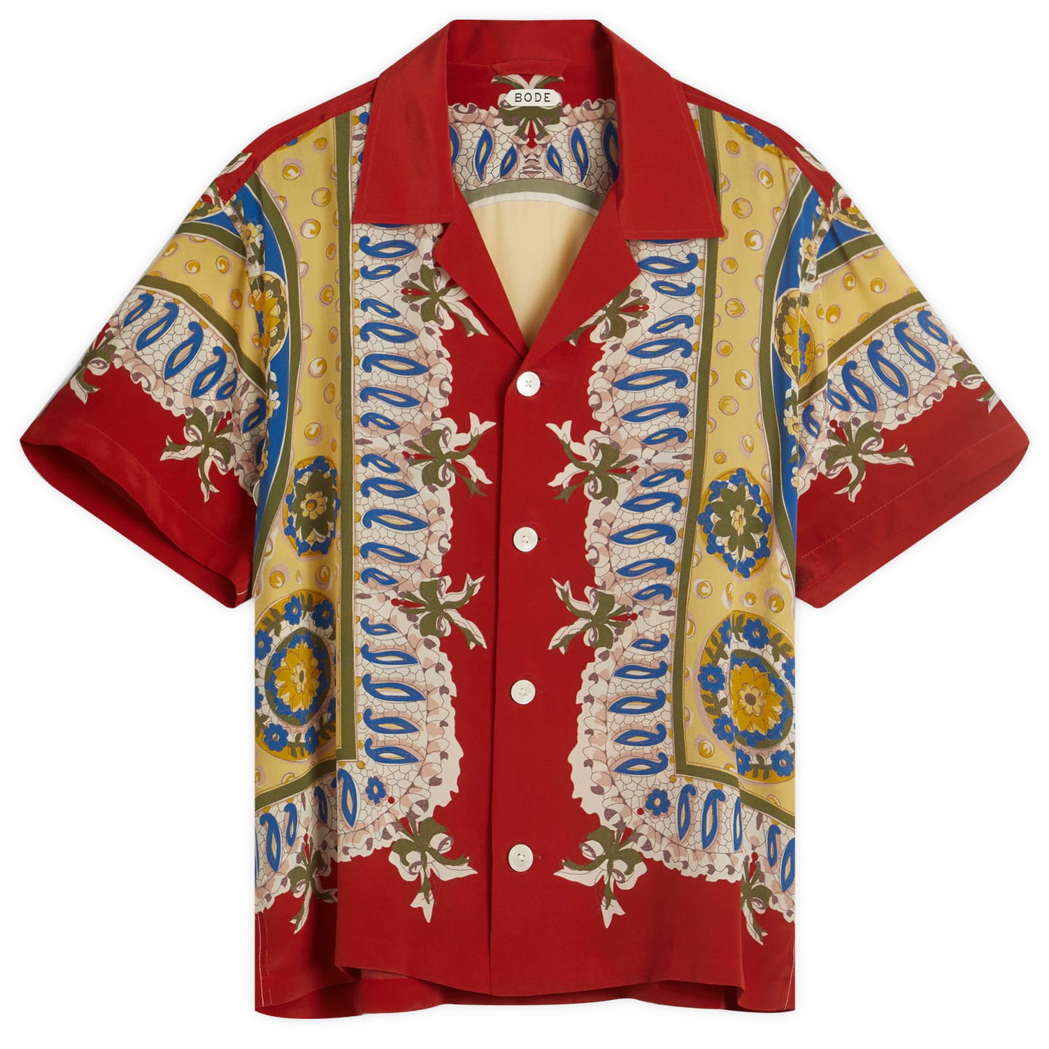 Риза Bode BODE Bricolage Short Sleeve Shirt, Size Large Червено | MRS25SH002-RDM, 1