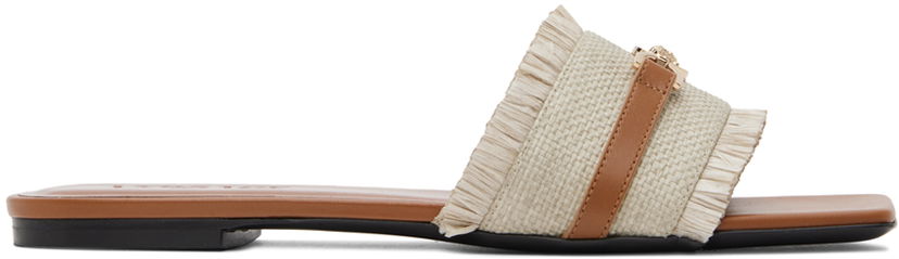 Аксесоари Versace Versace Fabric & Calf Leather Sandals Бежово | 1016252_1A11177_1KF7V