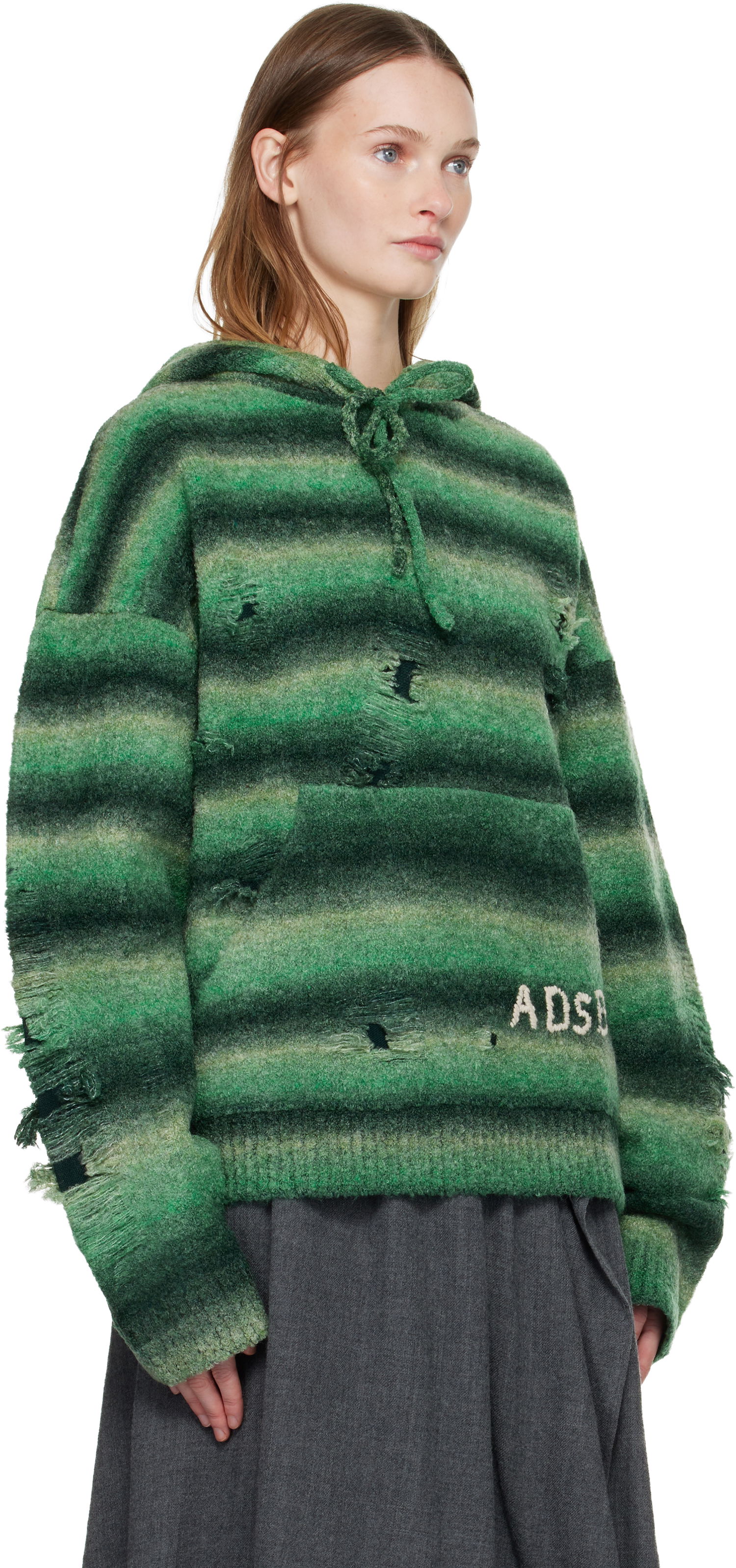 Суитчър Andersson Bell Gradient Distressed Hoodie Зелено | atb1391u, 1