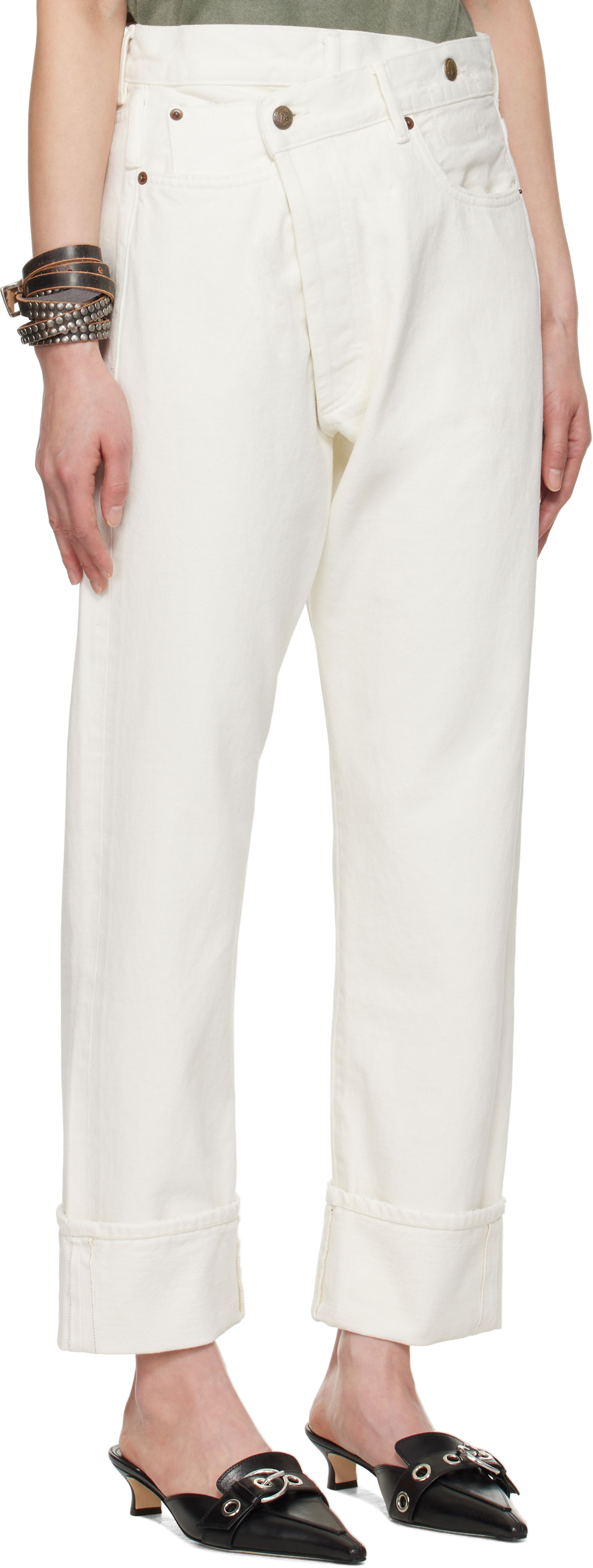 Дънки R13 R13 Cuffed Crossover Jeans Бяло | R13W2048-D314A, 1