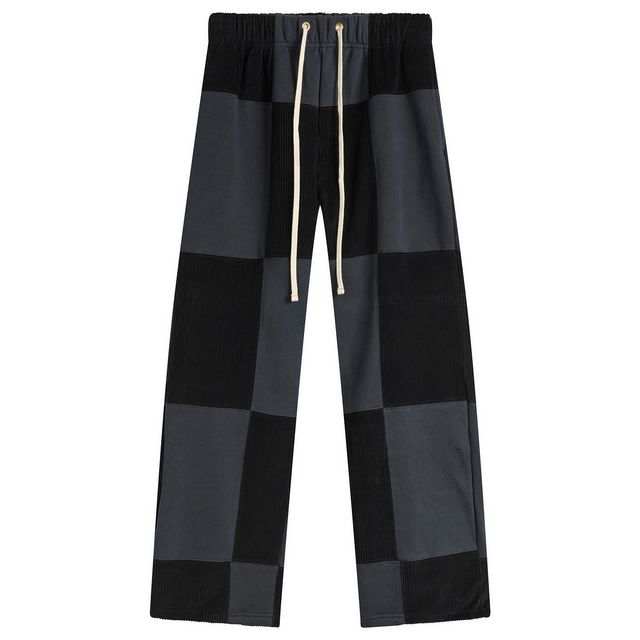 Patchwork Corduroy Relaxed Fit Pants with Drawstring Waist