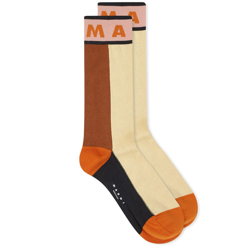 Чорапи Marni Logo Socks "Dust Apricot" Бежово | SKMC0185Q0-INR15