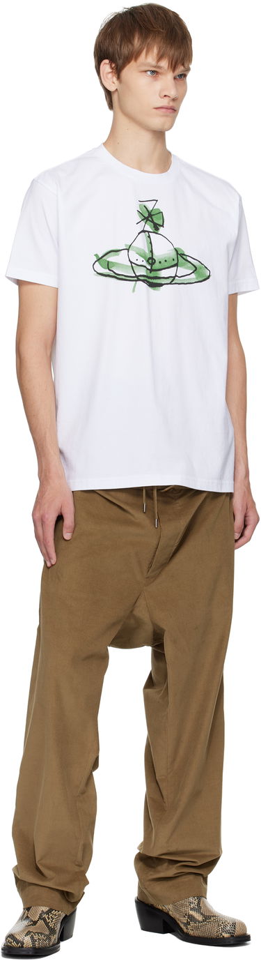 Тениска Vivienne Westwood Vivienne Westwood Classic T-Shirt with Green Orb Print Бяло | 3G01003W-J001M-, 3