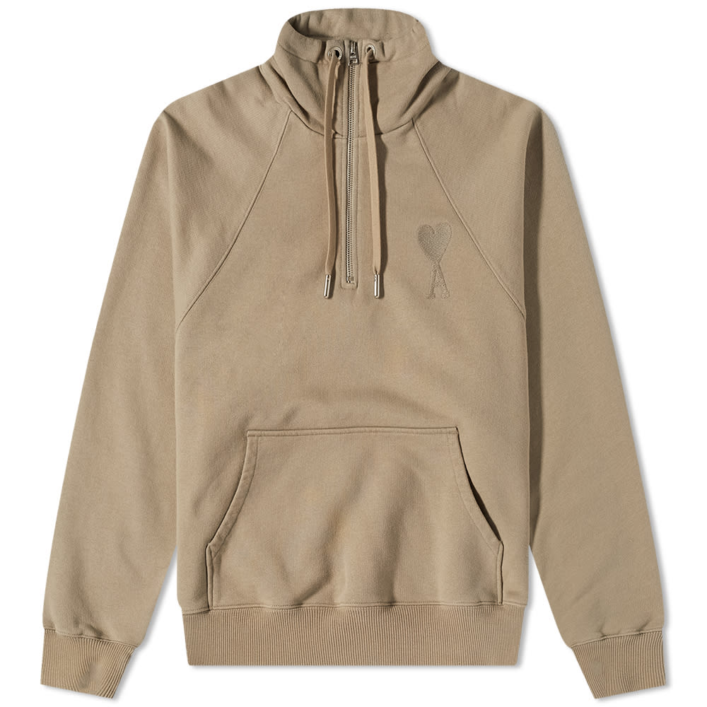 Суитчър AMI Large A Heart Tonal Quarter Zip Бежово | USW502-747-267, 0