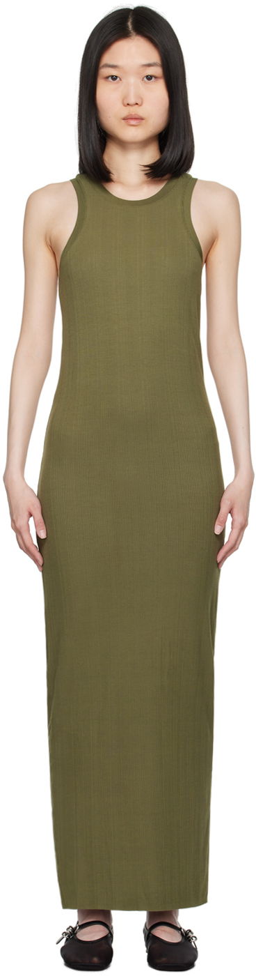 Pокля rag & bone Ribbed Round Neck Maxi Dress Зелено | WAC24P3010NH10, 0
