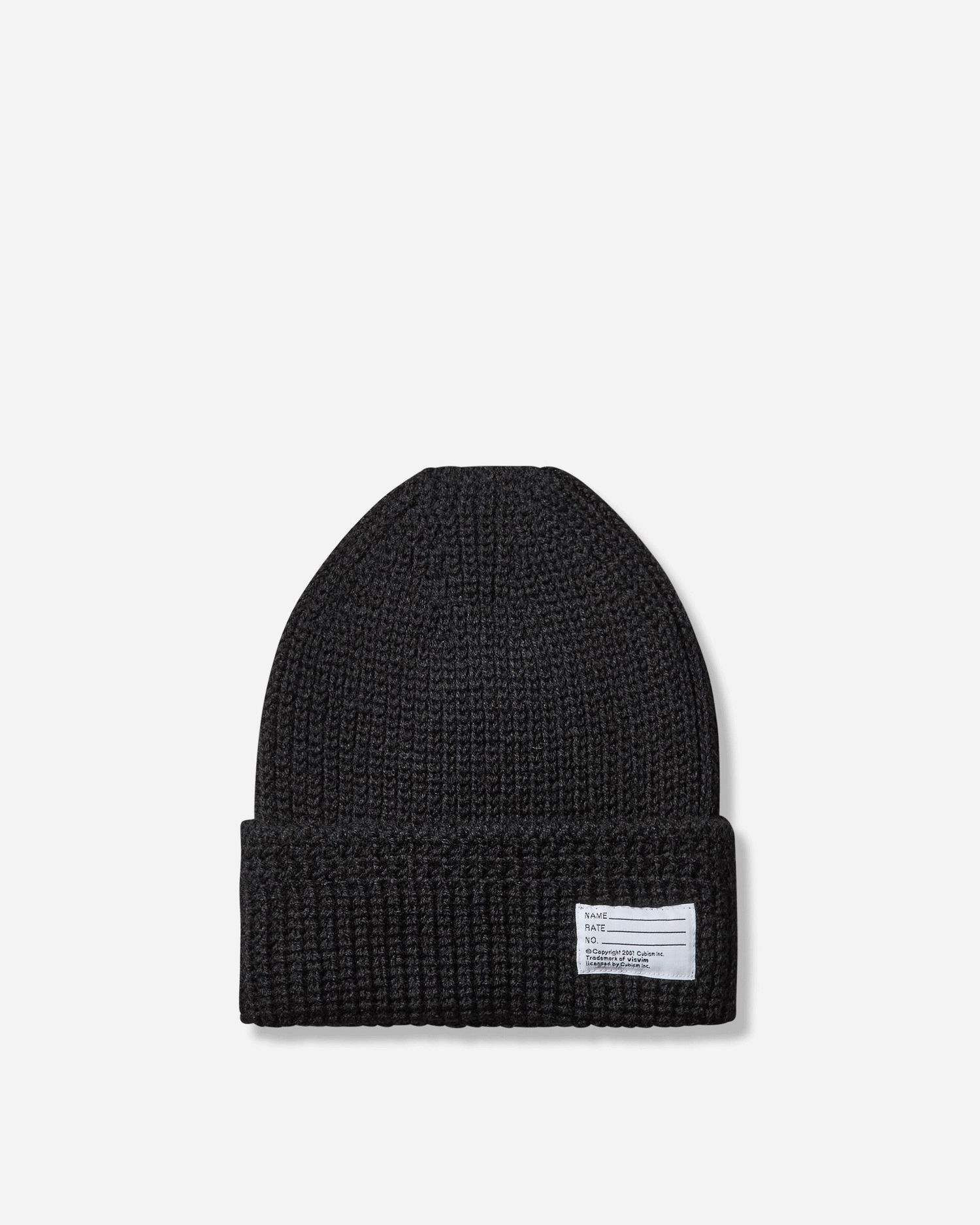 Шапка visvim Ribbed Knit Wool Beanie with Text Label Черно | 0125203003010 1, 1