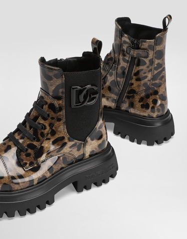 Аксесоари Dolce & Gabbana Dolce & Gabbana Printed Shiny Calfskin Ankle Boots Кафяво | D11360AM568HA93M, 3