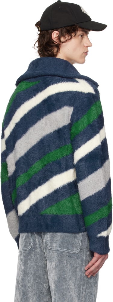 Пуловер Casablanca Casablanca Striped Fluffy Zip-Up Jacket Синьо | MPS25-KW-830-01, 2