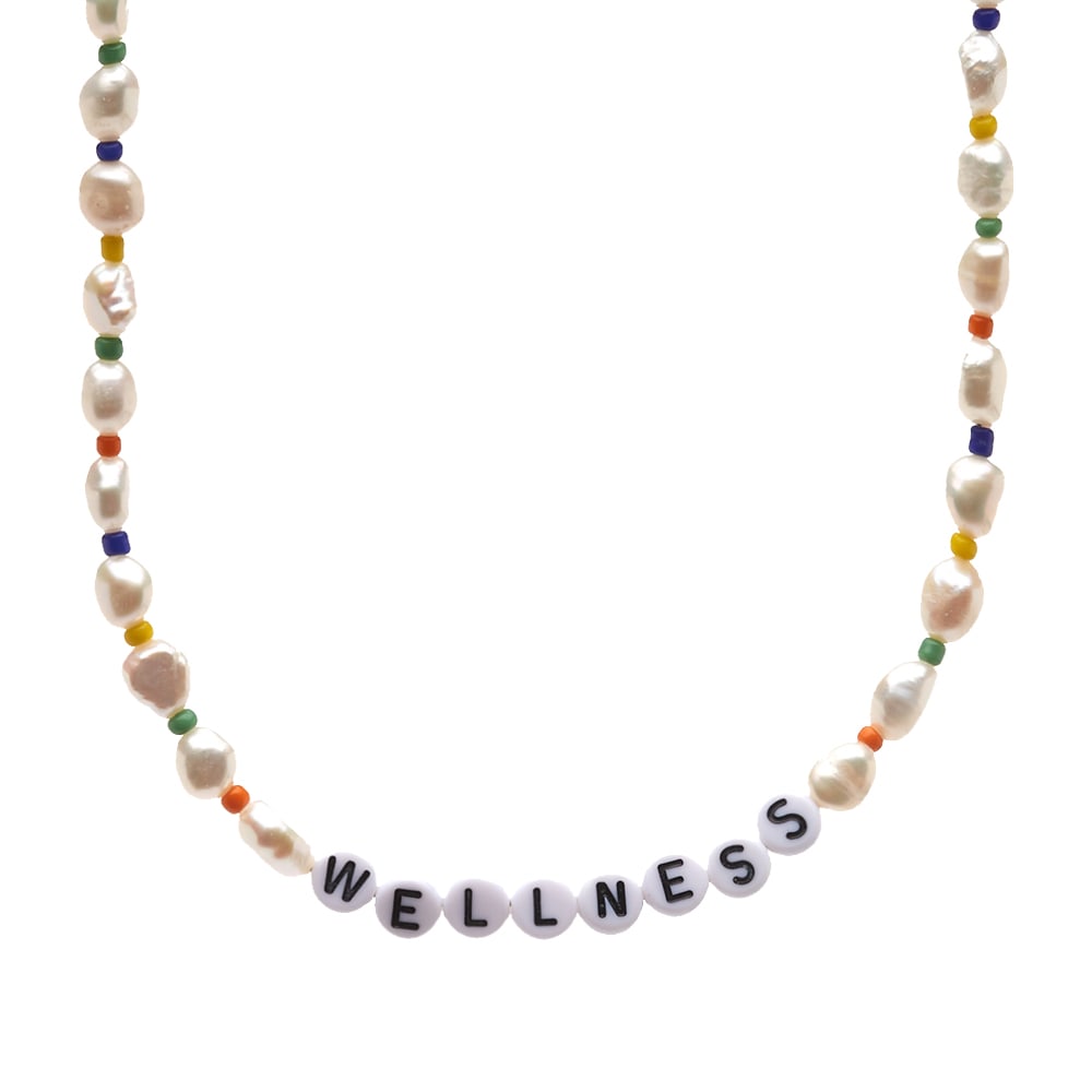 Колие Sporty & Rich Wellness Pearl & Bead Necklace Жълто | AC491-PE, 0