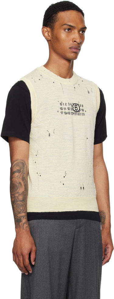 Пуловер Maison Margiela MM6 Maison Margiela Wool Distressed Sweater Vest Сиво | SH0FB0017 M13134, 4