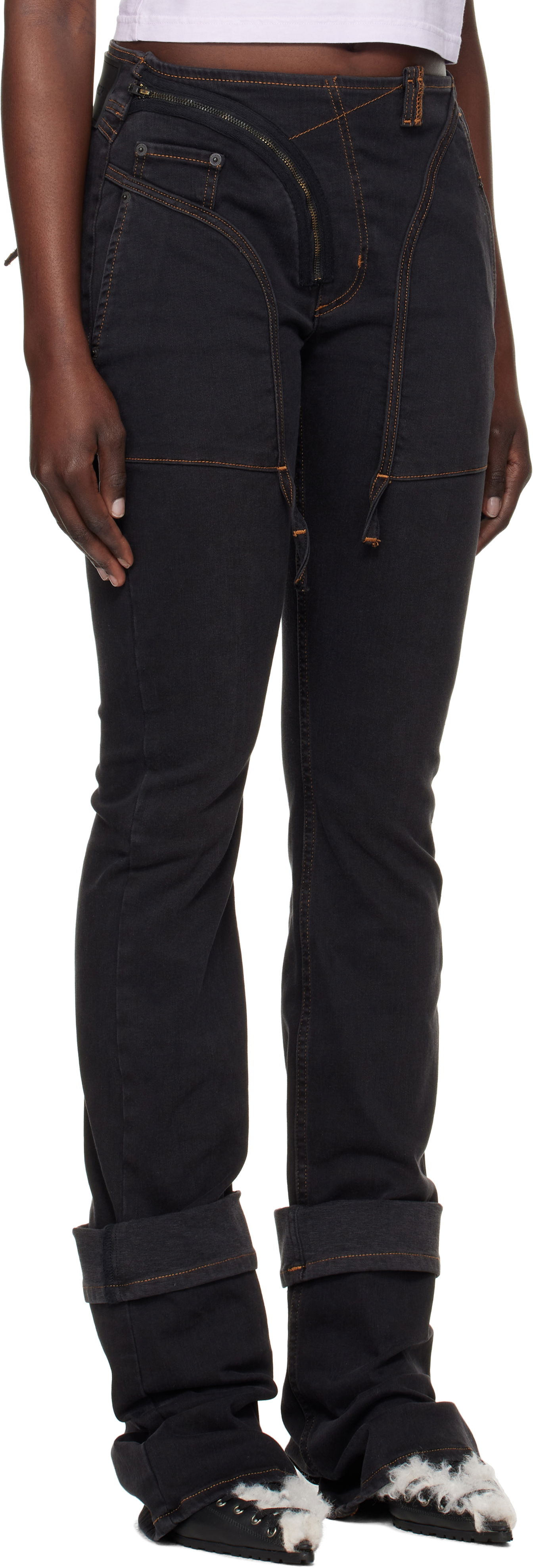 Дънки Ottolinger Ottolinger Open Back Denim Jeans Черно | 2217080211, 1