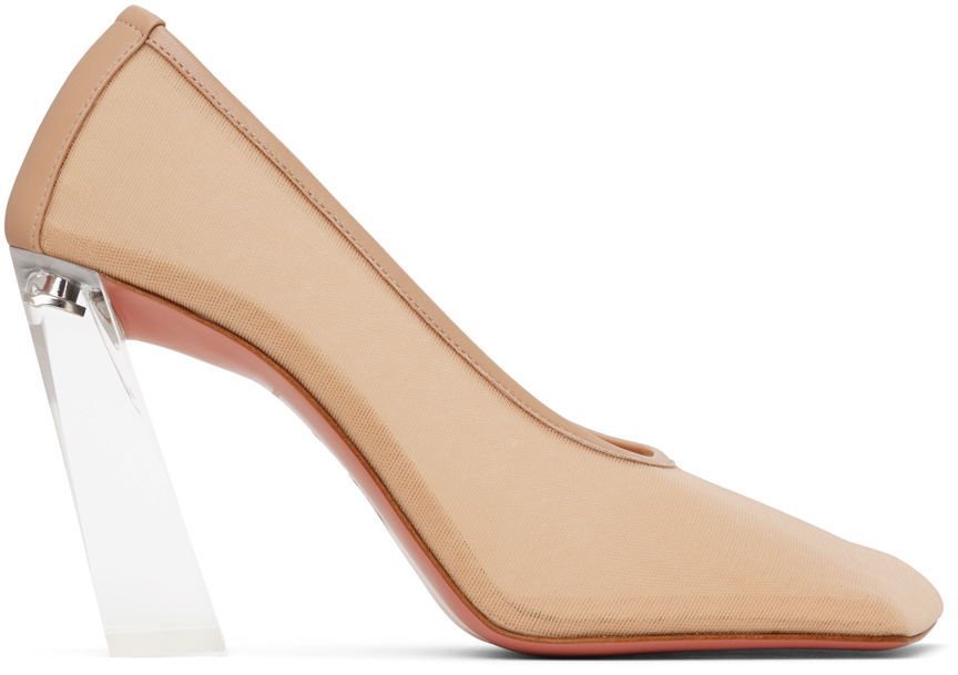 Кецове и обувки Amina Muaddi Half Glass Pump Heels Бежово | CHARLOTTE GLASS MESH PUMP 95, 0