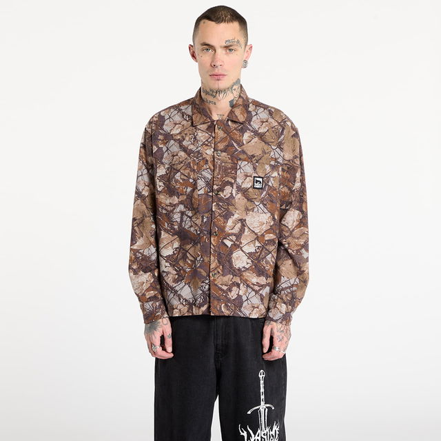 Long Sleeve Button-Up Shirt Fence Camo