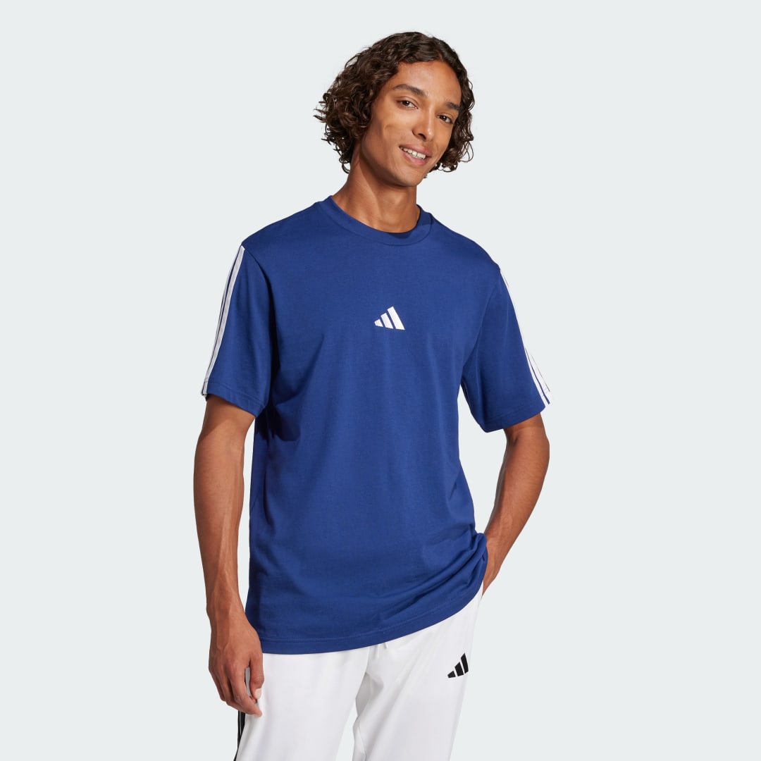 Тениска adidas Performance 3-Stripes Single Jersey T-Shirt Синьо | JW1950, 1