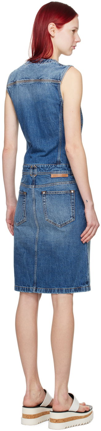 Pокля Stella McCartney Paneled Denim Midi Dress Синьо | 6D02763SPH69, 2