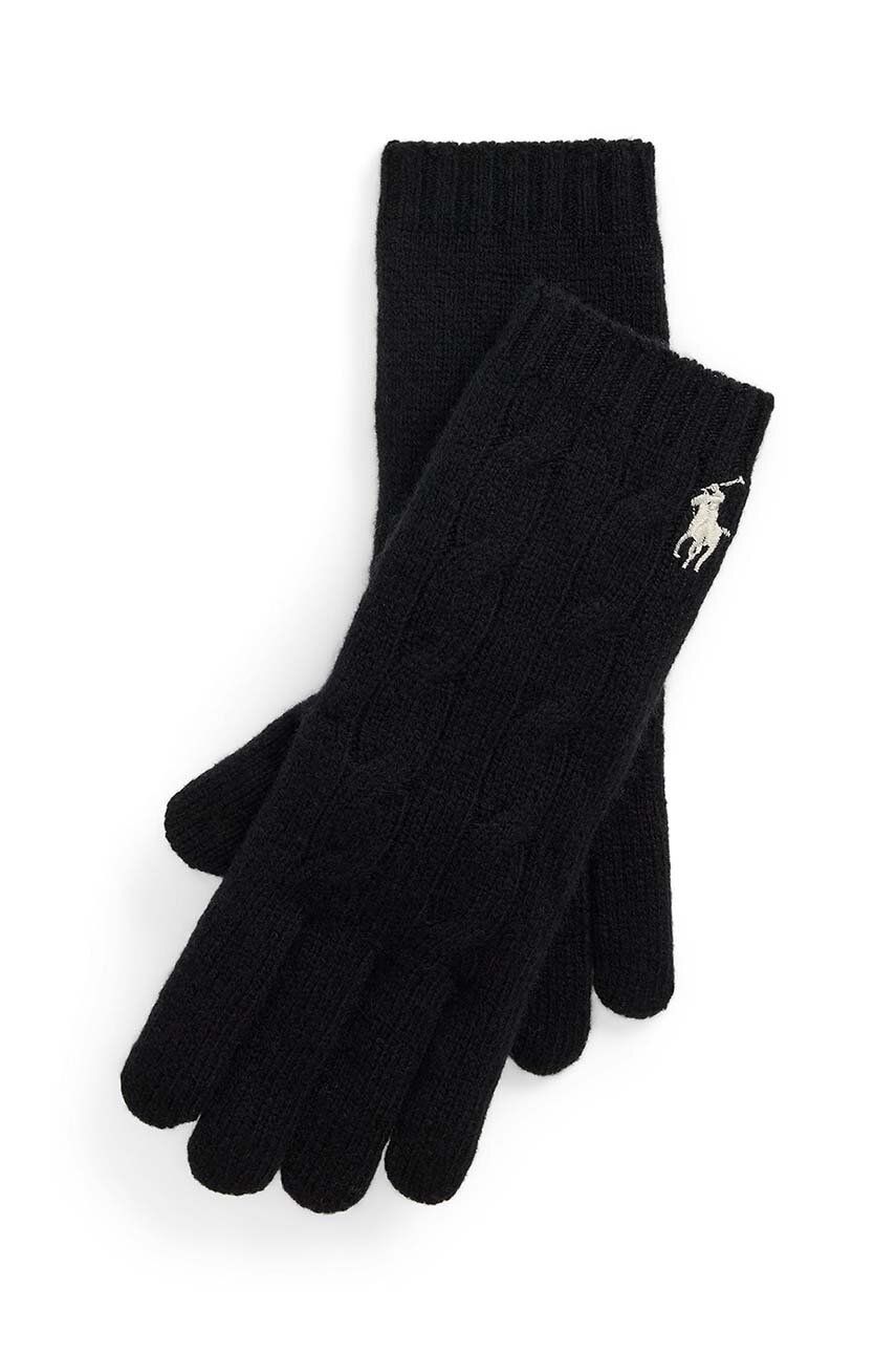 Ръкавици Polo by Ralph Lauren Cable-Knit Wool Gloves Черно | 455956295, 0