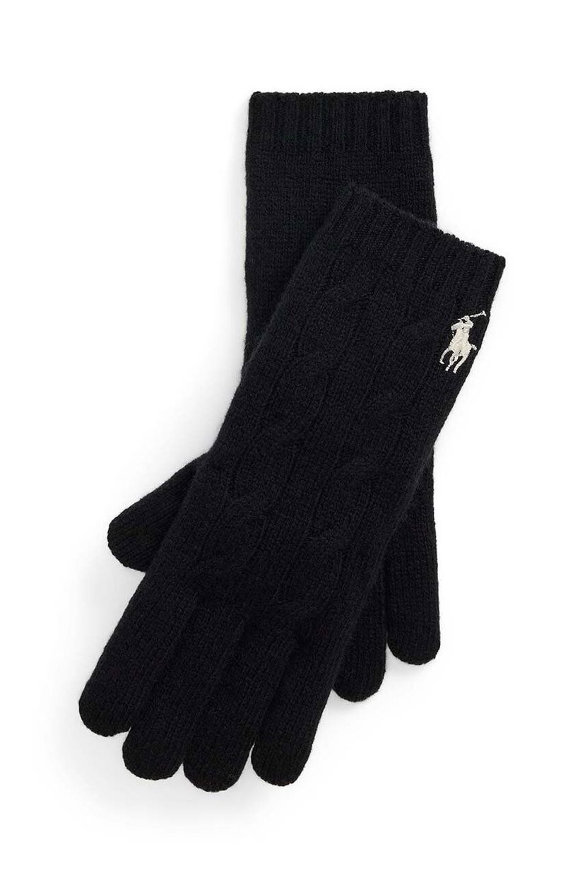 Ръкавици Polo by Ralph Lauren Cable-Knit Wool Gloves Черно | 455956295