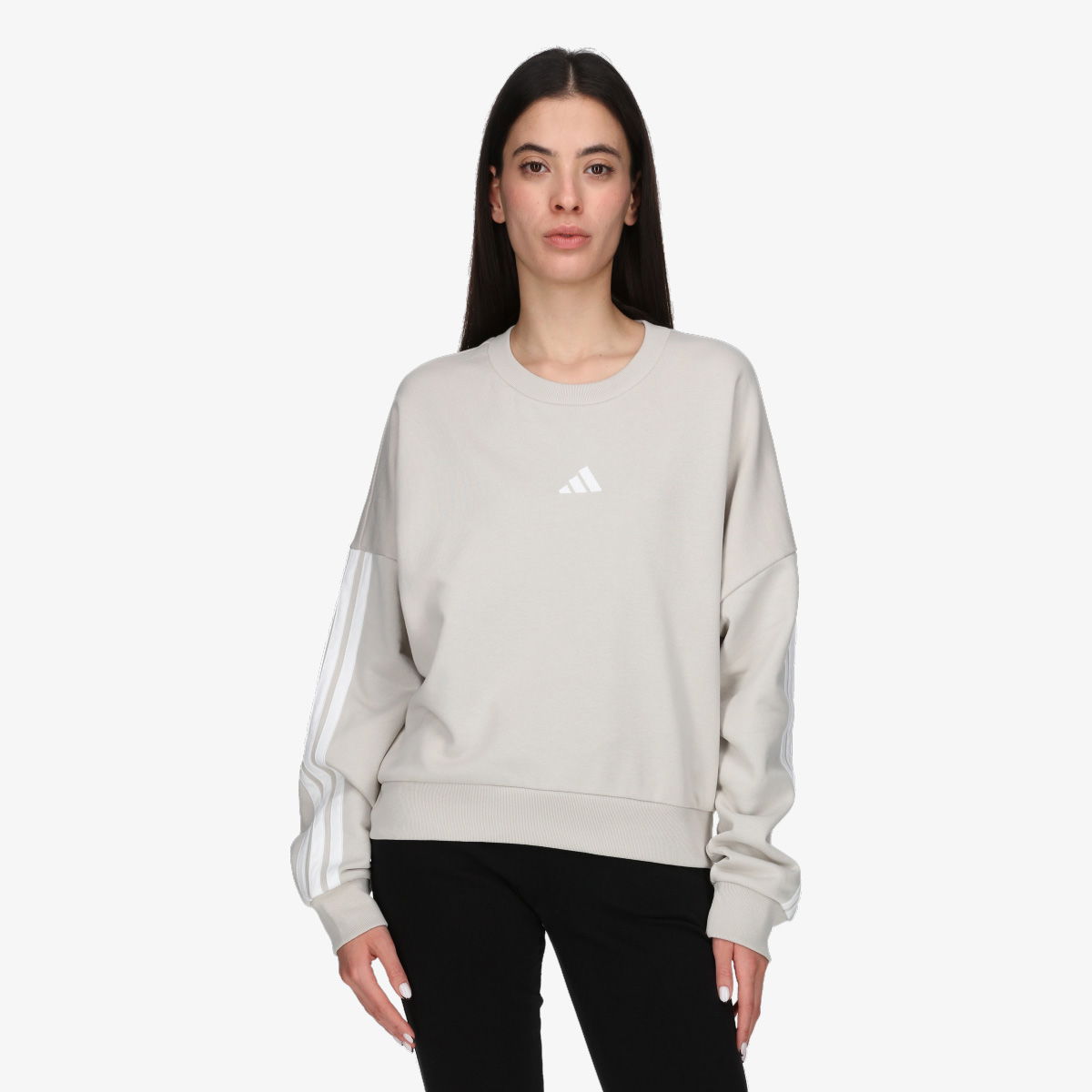 Суитчър adidas Originals 3-Stripes Fleece Sweatshirt Сиво | JE0014, 1