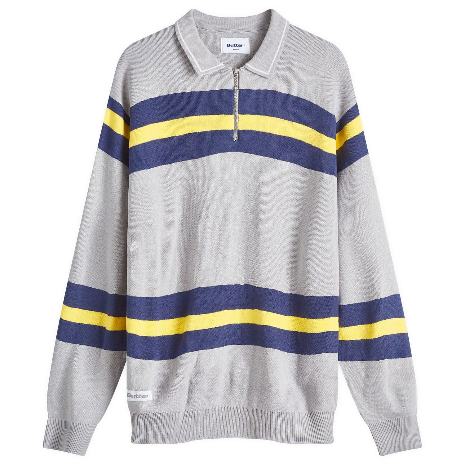 Пуловер Butter Goods Striped Polo Knit Jumper Сиво | BGQ4240084-GRY, 0