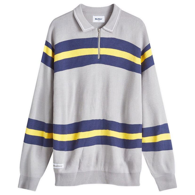 Пуловер Butter Goods Striped Polo Knit Jumper Сиво | BGQ4240084-GRY