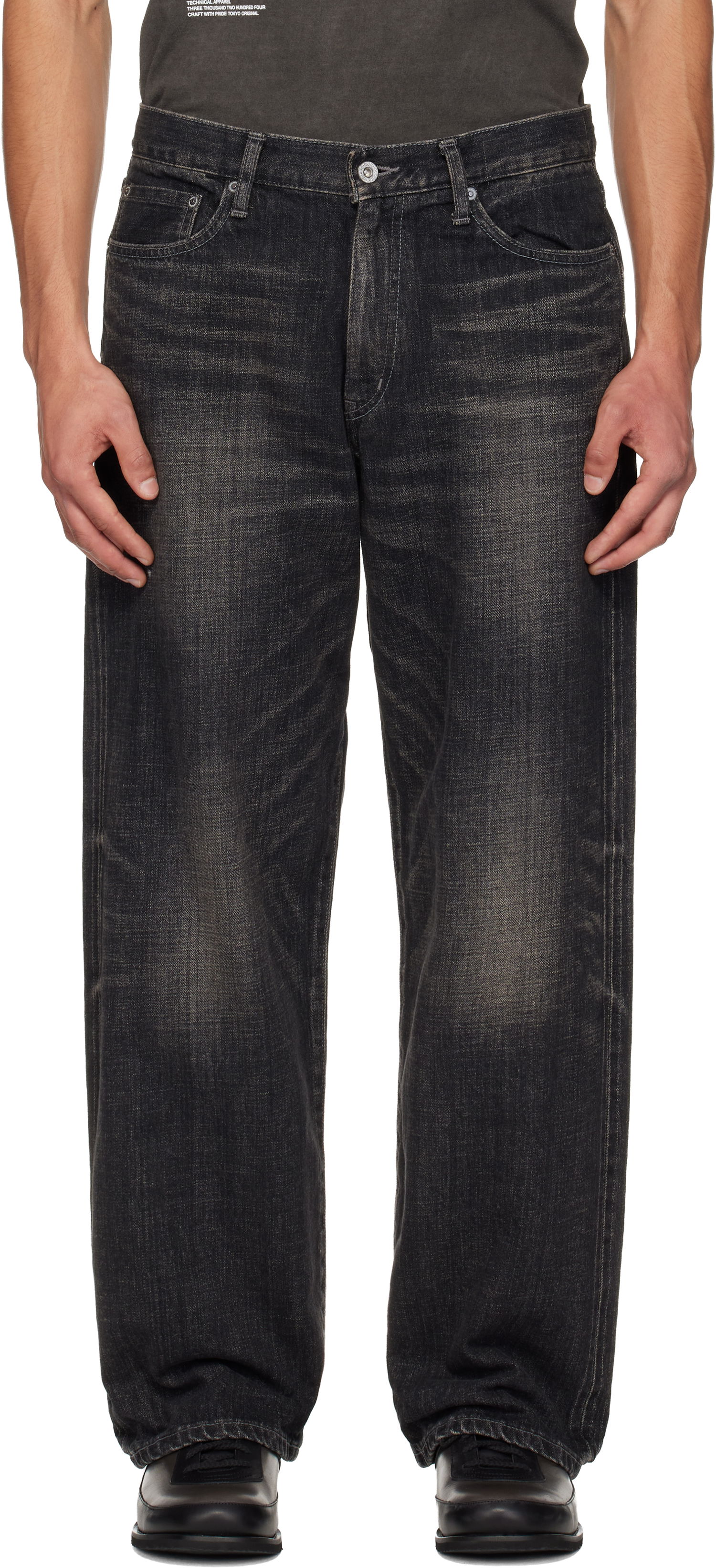 Дънки Neighborhood Washed Denim DP Wide Jeans Черно | 252XBNH-PTM04, 0