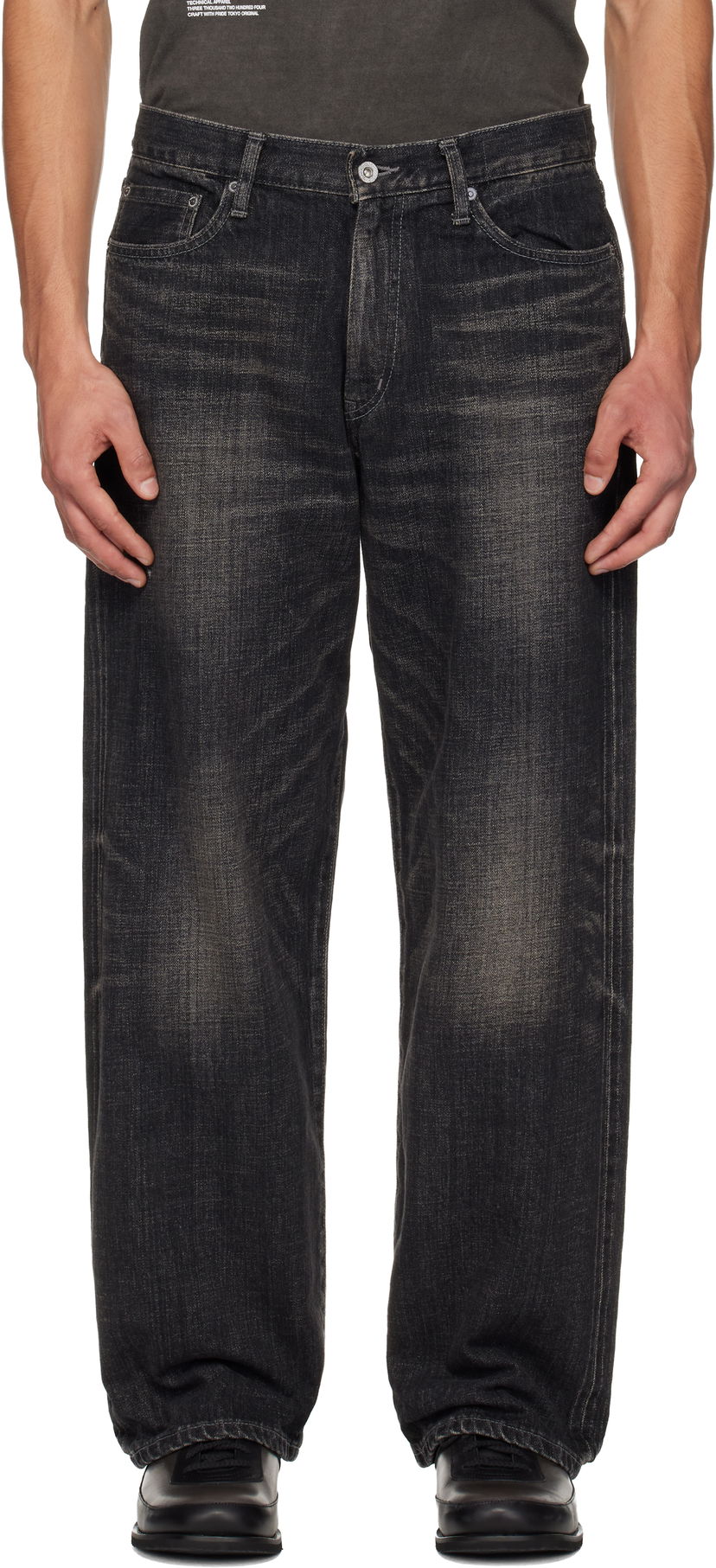 Дънки Neighborhood Washed Denim DP Wide Jeans Черно | 252XBNH-PTM04