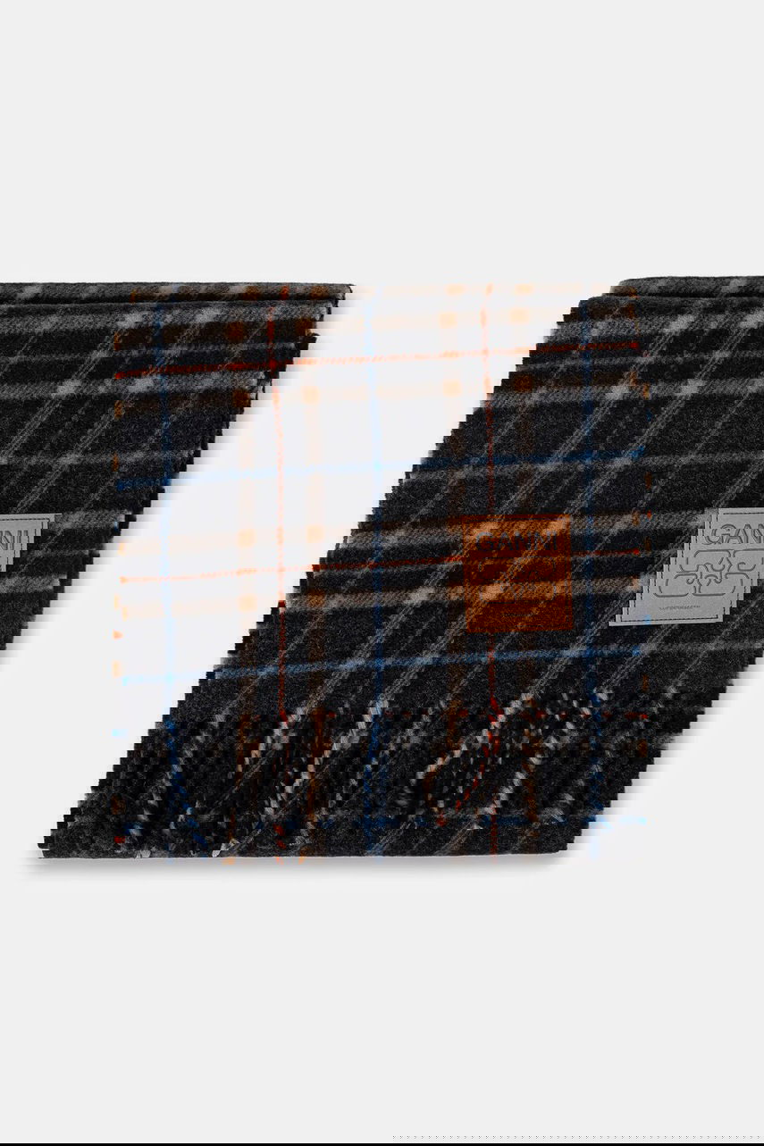 Шал GANNI Double Face Wool Check Scarf Многоцветен | A6933, 1