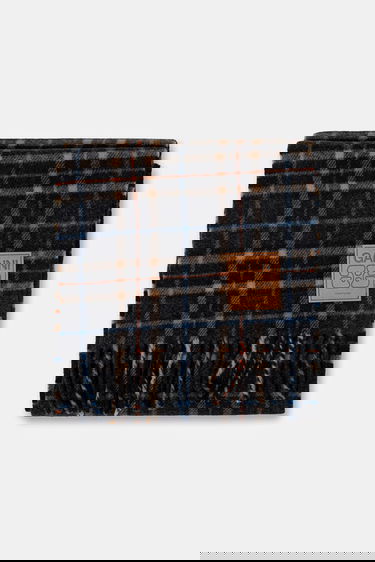 Шал GANNI Double Face Wool Check Scarf Многоцветен | A6933, 1