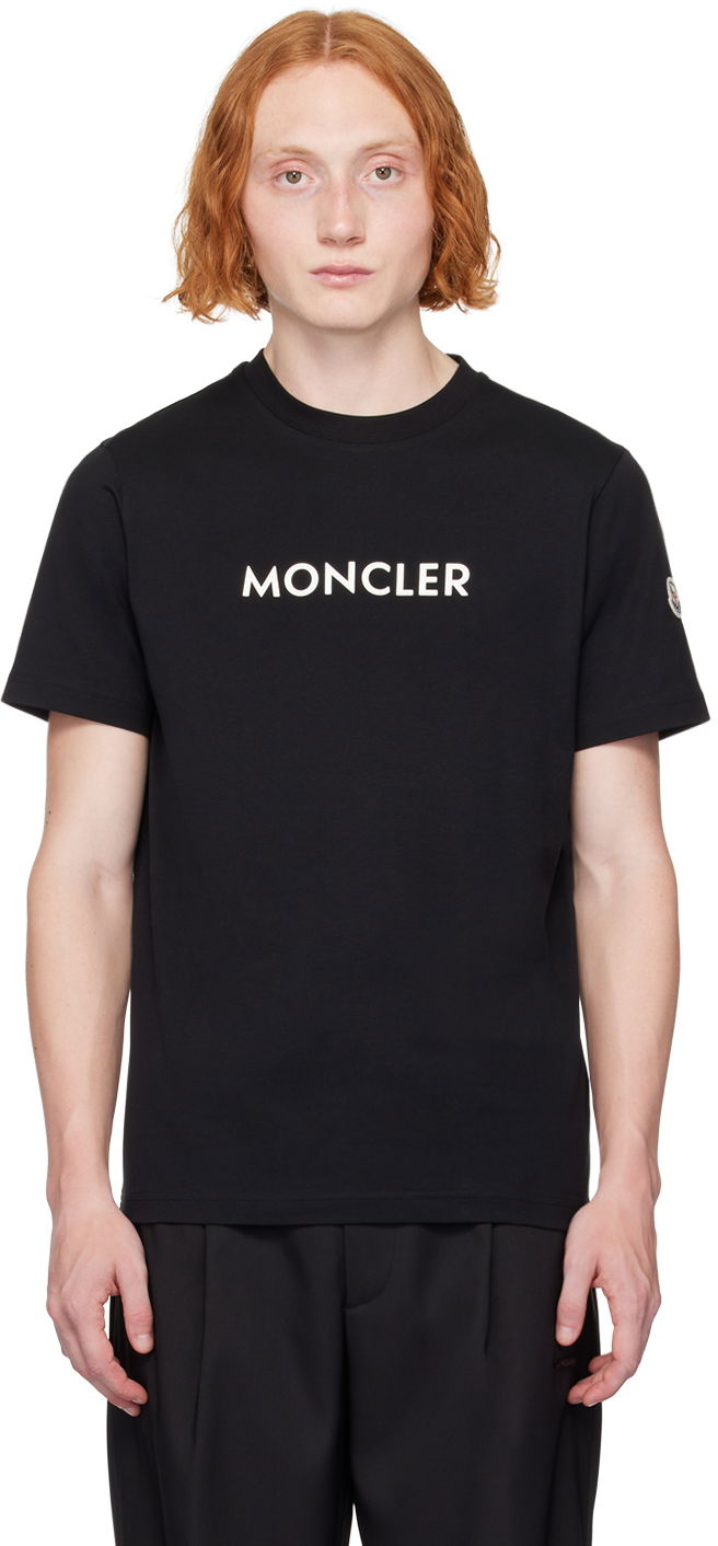 Тениска Moncler Black Bonded-Logo T-Shirt Черно | J20918C0003489AJS, 0
