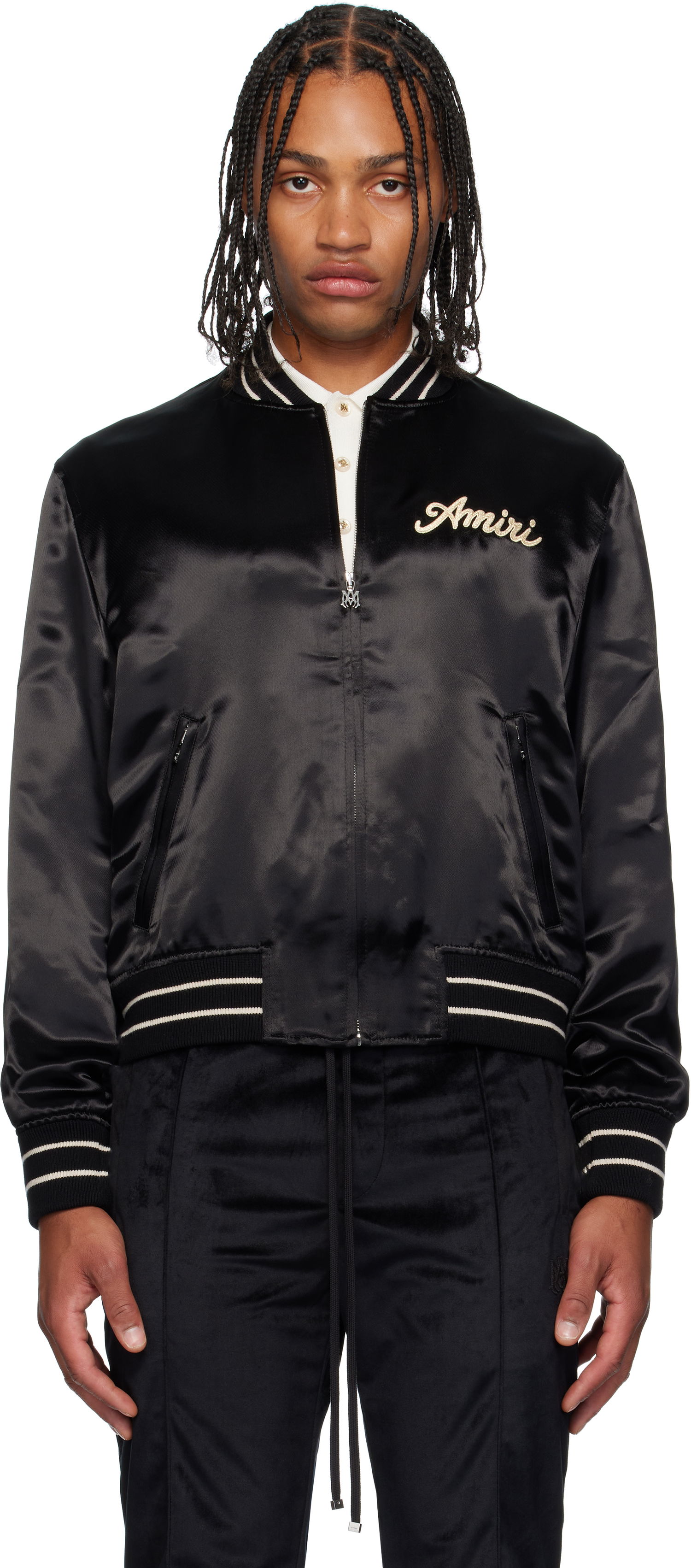 Яке бомбър AMIRI Amiri 'Club Amiri' Satin Bomber Jacket Черно | AMOUBB1056, 0