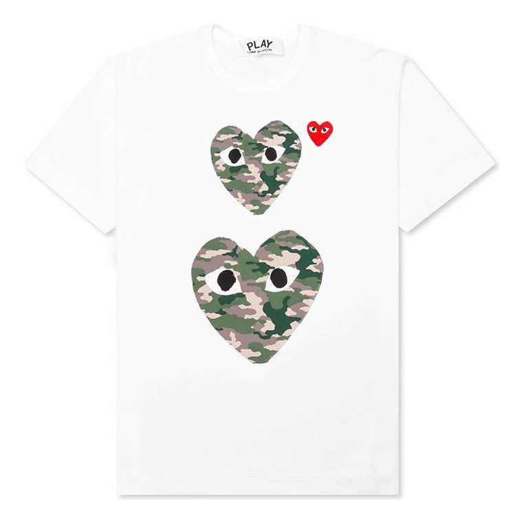 Тениска Comme des Garçons Play Camouflage Double Heart T-Shirt Бяло | AZ-T245-051-1, 0