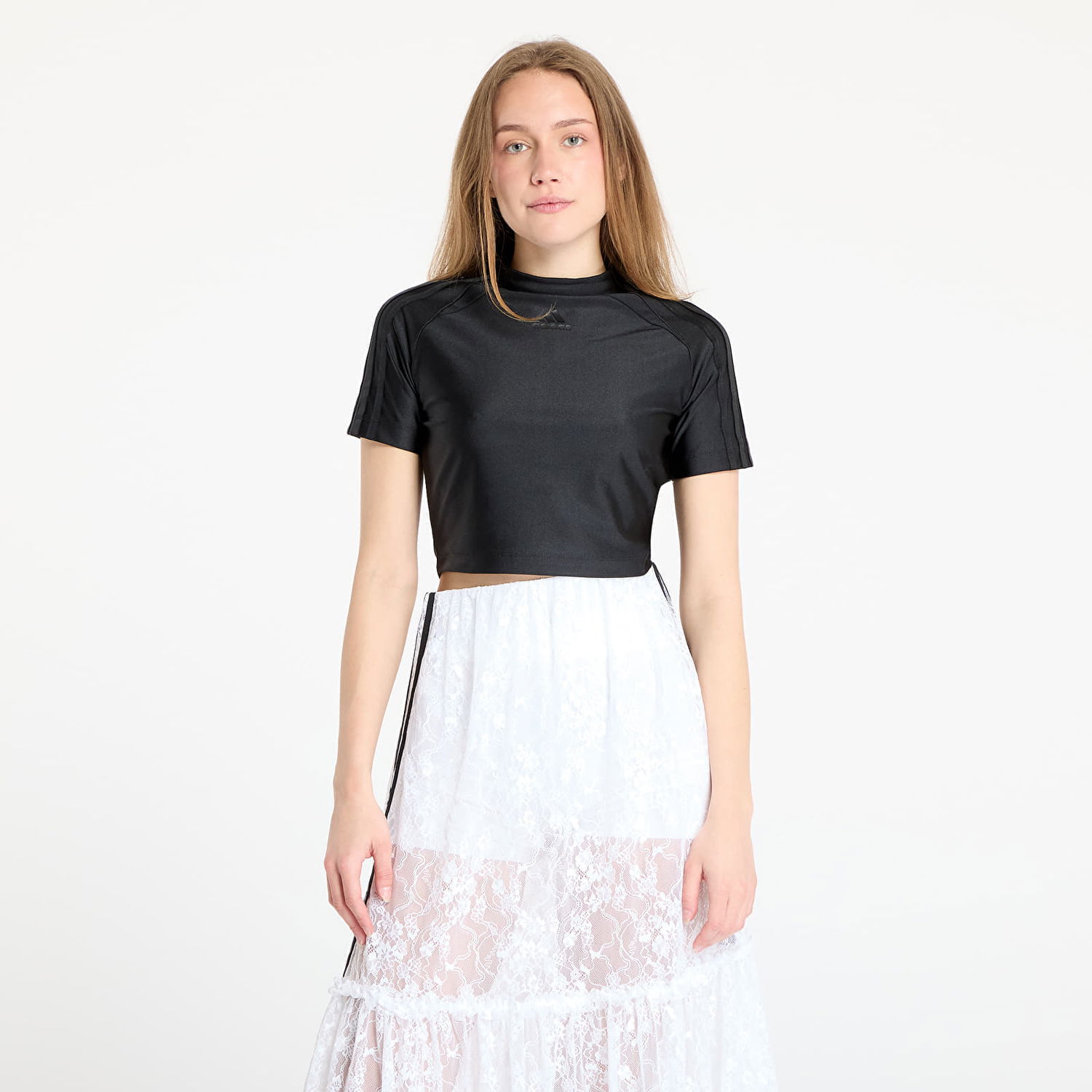 Съкратен топ adidas Originals Teamgeist Adicolor Cropped T-Shirt Черно | JZ8278, 0