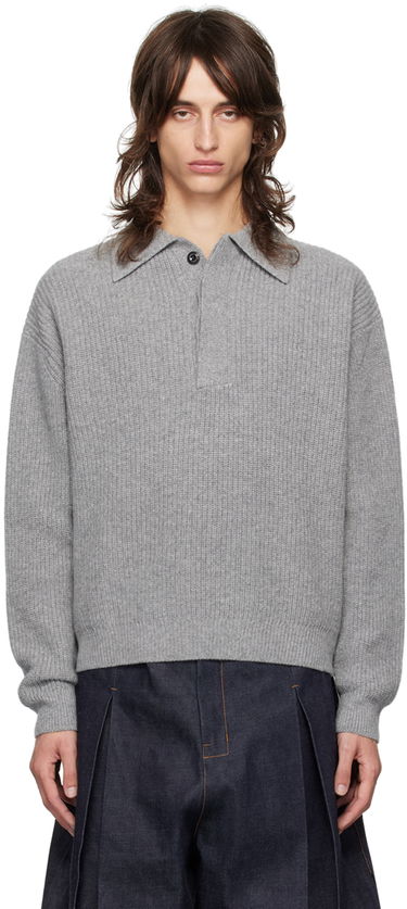 Пуловер sage NATION Sage Nation Ribbed Polo Сиво | S098 POLO, 0