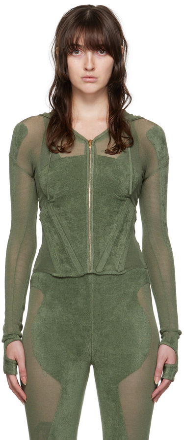 Суитчър Dion Lee Paneled Zip-Up Hoodie Зелено | C7075P22, 0
