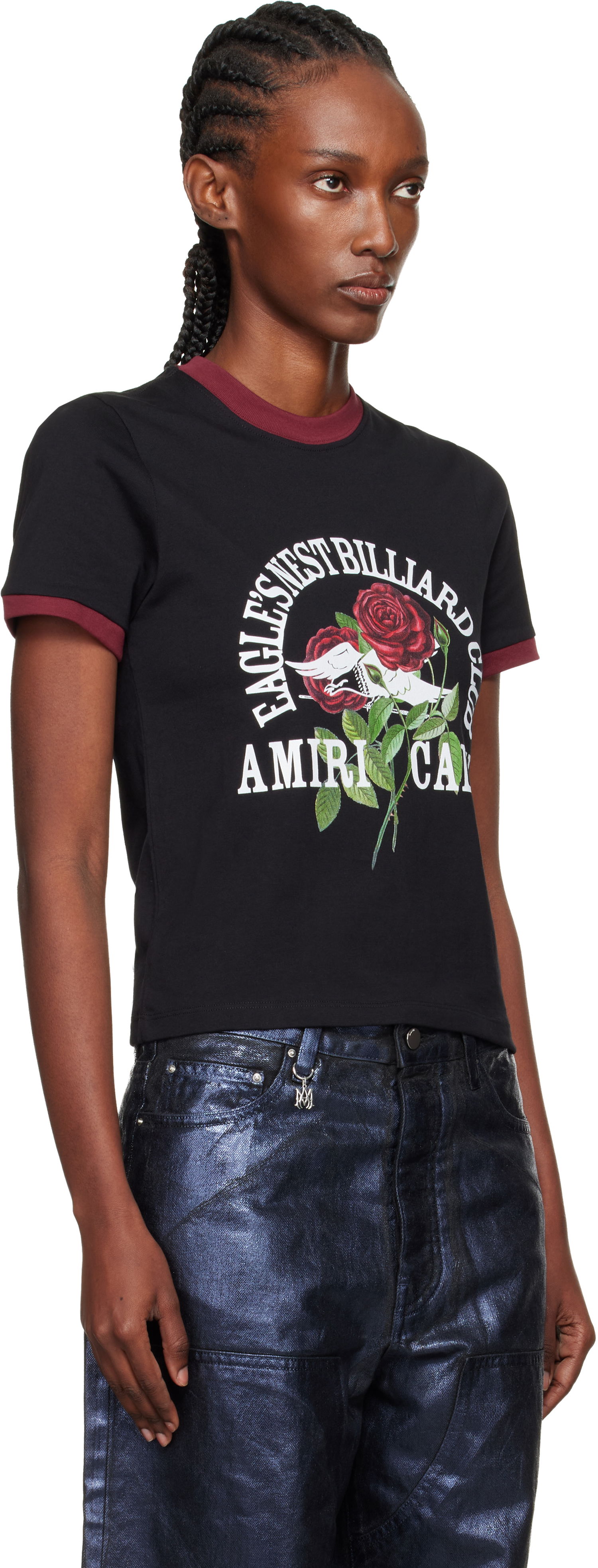 Тениска AMIRI 'Eagle' Ringer T-shirt Черно | AWJYTE1082, 1