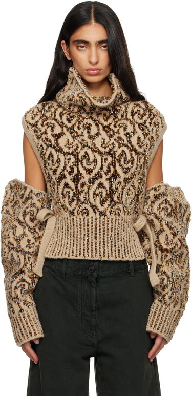 Ръкавици Dries Van Noten Dries Van Noten Jacquard Arm Warmers Бежово | 252-011245-2734, 0