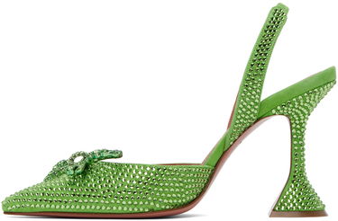 Кецове и обувки Amina Muaddi Amina Muaddi Rosie Crystal Slingback Heels Зелено | ROSIE CRYSTAL CL SUEDE, 2