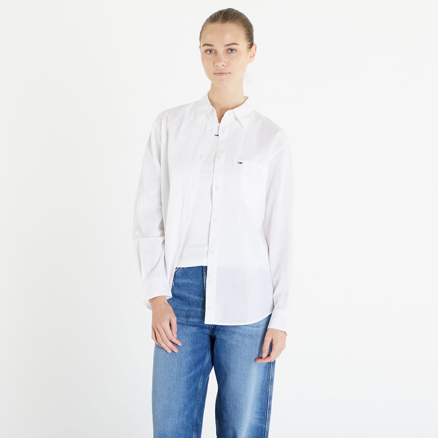 Риза Tommy Hilfiger Solid Linen Blend Shirt Бяло | DW0DW17735 YBR, 0