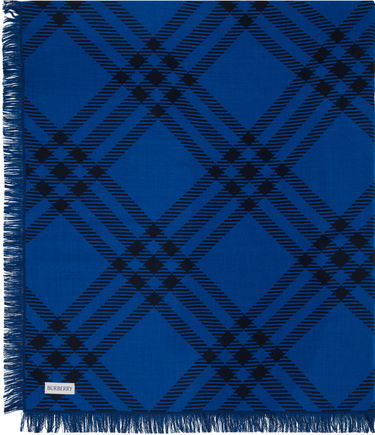 Шал Burberry Burberry Wide Check Wool Silk Scarf Синьо | 8110161, 1